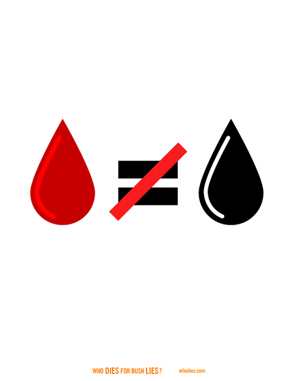 No blood for oil as symbol equation
