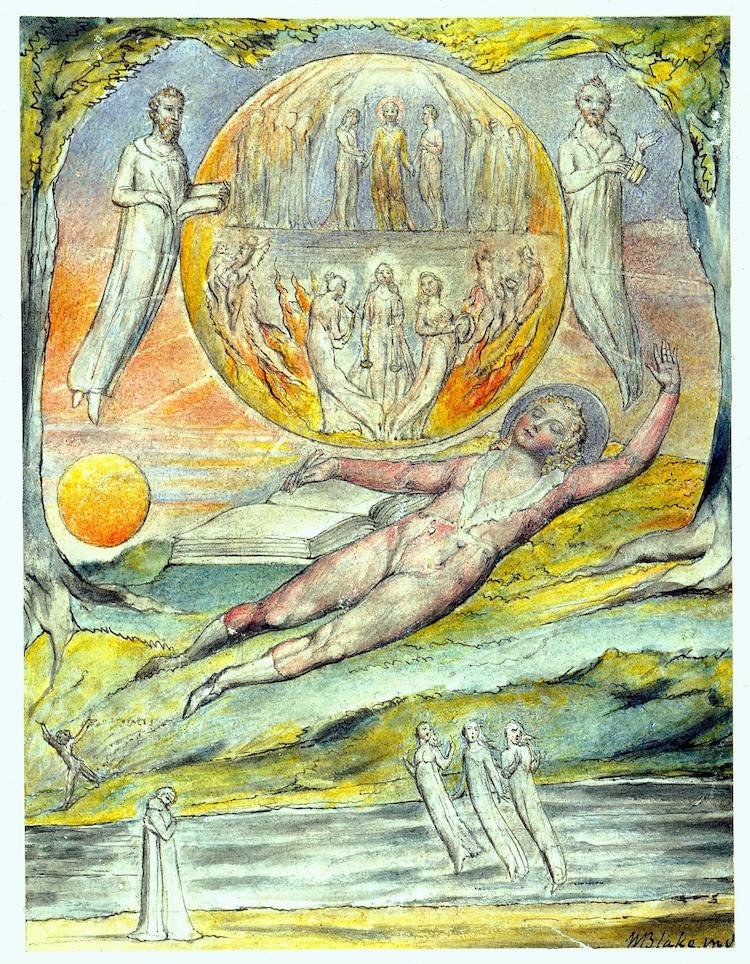 The Youtful Poet's Dream, etching by William Blake